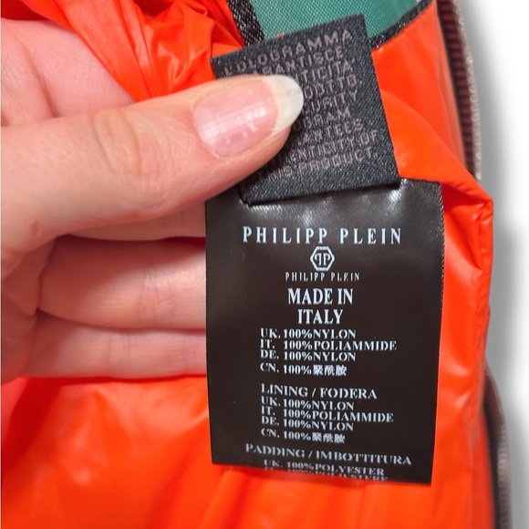 Philipp Plein Orange Quilted Gilet Puffer Vest with Black Details Size Large - Picture 11 of 12
